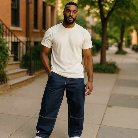Pantalon Jean Vintage KARL KANI Des Années 90 - Style Baggy Hip-hop Colorblock - Taille 31x29